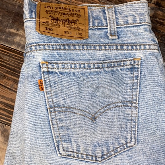 Men’s Vintage 80’s Orange Tab Levi’s cotton denim shorts size 33 - Picture 2 of 4